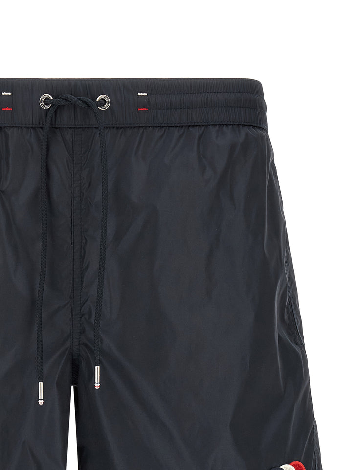 Moncler Tricolor Logo Patch Swimsuit Beachwear - Blue | 7473b0015ee792738830b81e392e991ce599acd8