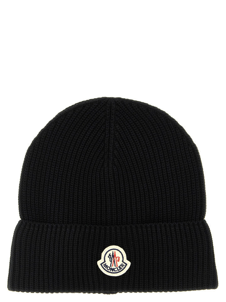 Moncler Logo Patch Beanie Hats - Black | 2e79bda2c945620c33b80fdd39efa61250026d88
