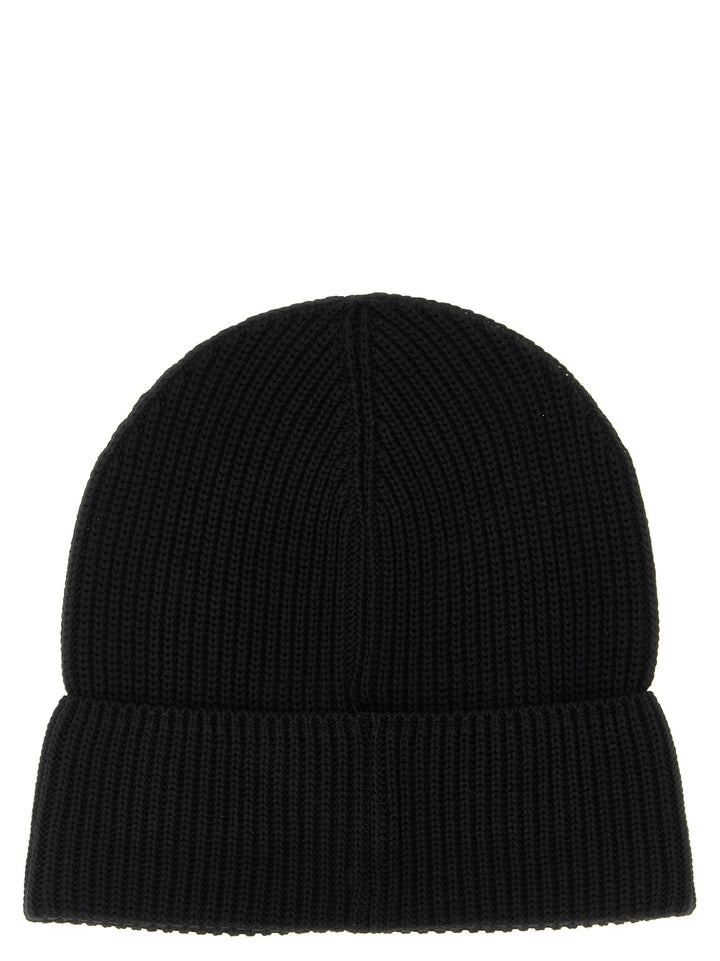 Moncler Logo Patch Beanie Hats - Black | 9bdc573bd603c5e589edc07588b33056e7307b27