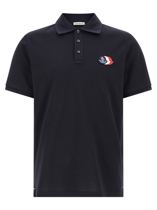 Tricolor Logo Patch Shirt Polo Blue