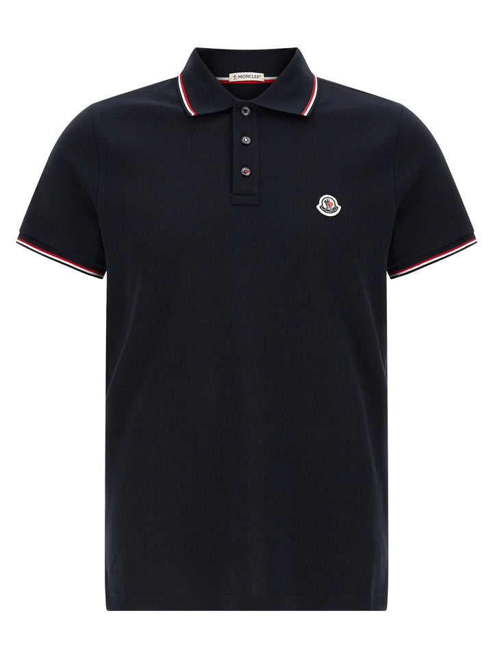 Moncler Tricolor Detail  Shirt Polo - Blue | cc911770d47439061a1e036e72d0523f9db6e176