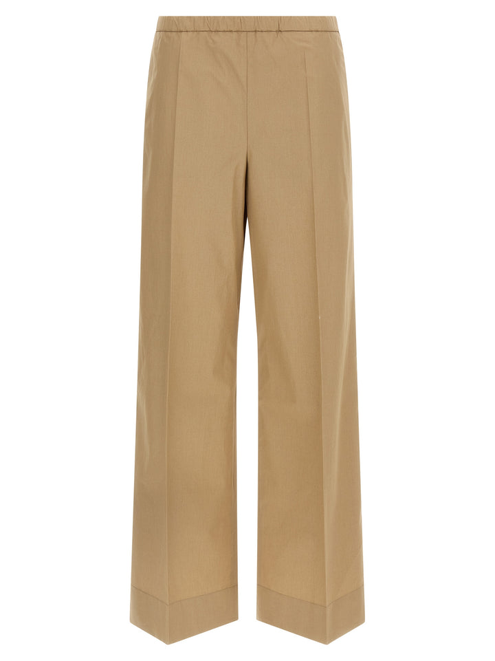 Moncler Grosgrain Logo Patch Pants - Beige | f66497cd8f1733e36b8d5c8534fce18f367a0aa5