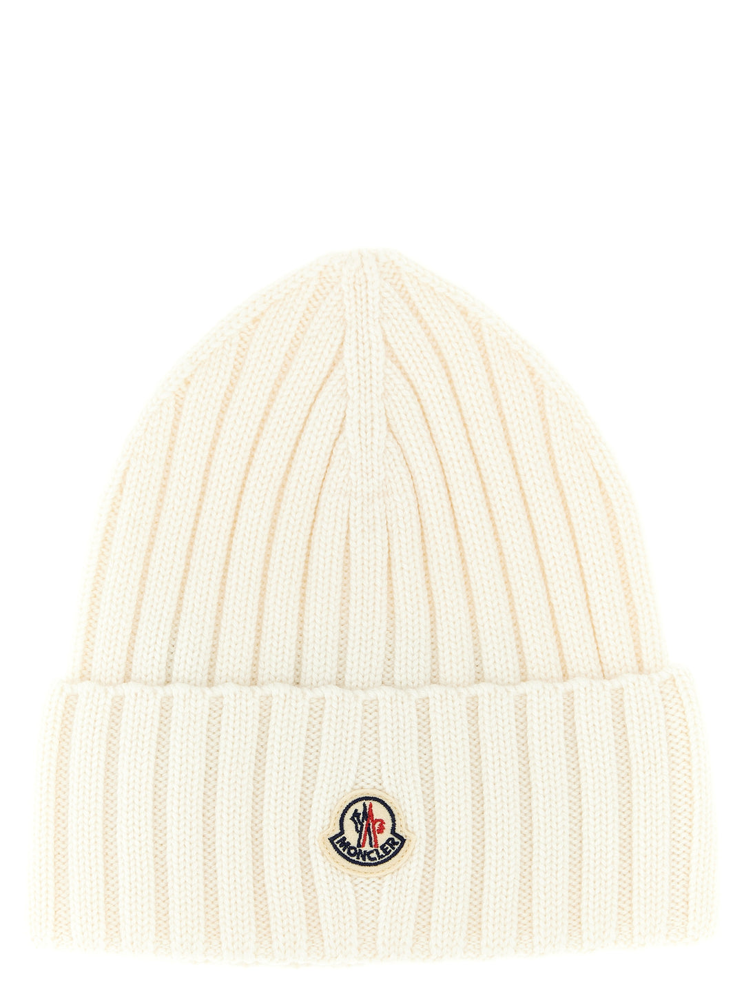 Moncler Logo Patch Beanie Hats - White | f360a434fdac94b190c2163b0247255b6ebdf6c5