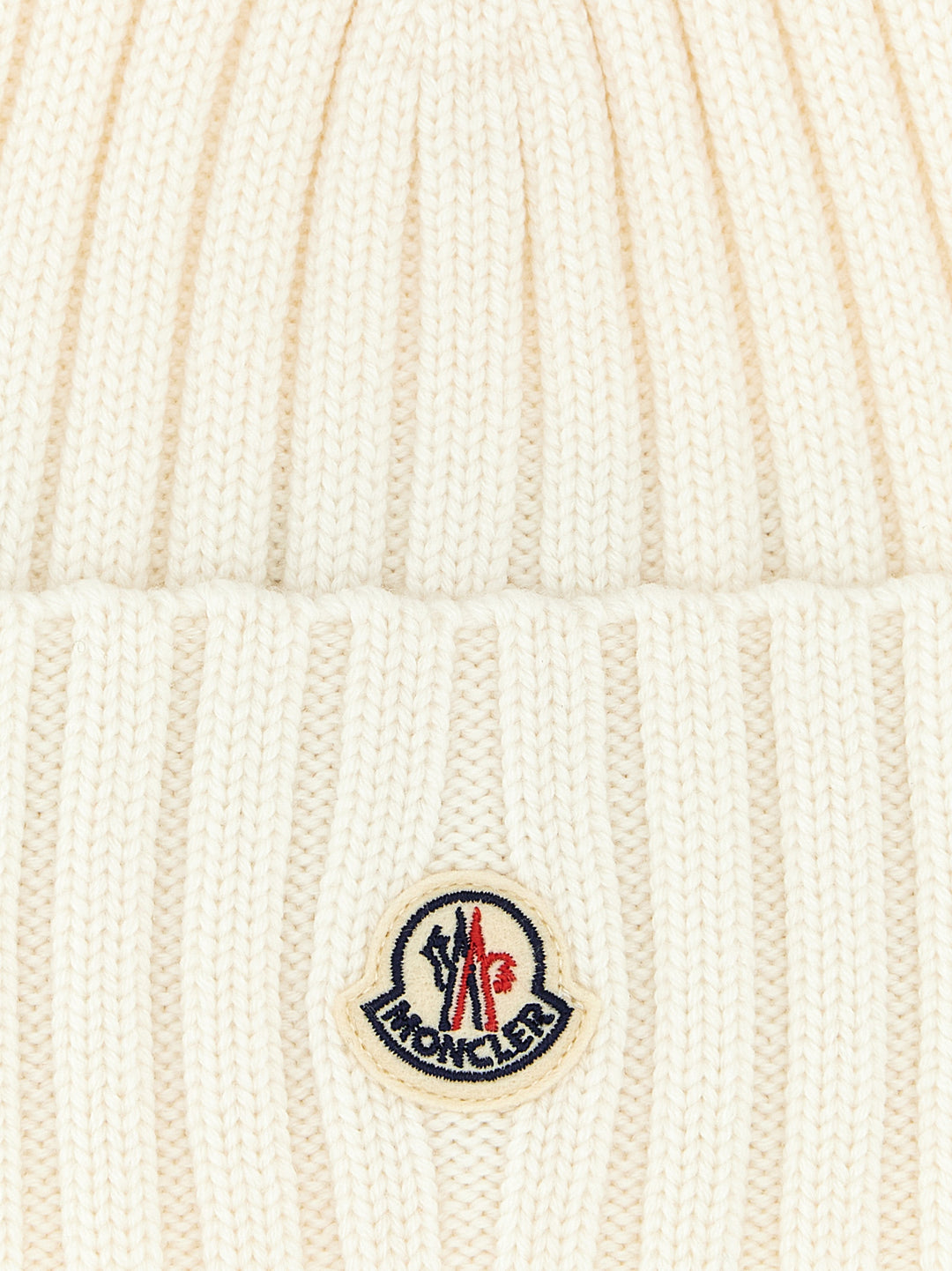 Moncler Logo Patch Beanie Hats - White | eae5a2756972b374523ae8ca9f685d96971da71b