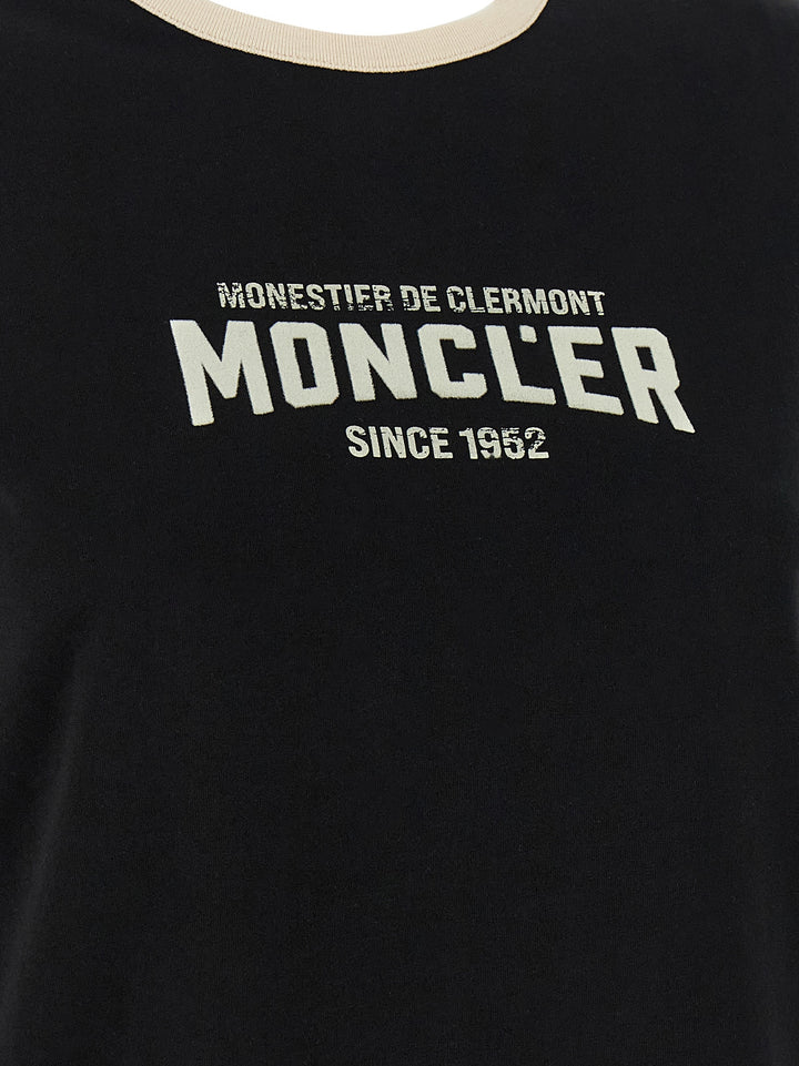 Moncler Flocked Logo T-shirt - Black | af9ebf3b3cc747cca5898f7a55105e1d77f21523
