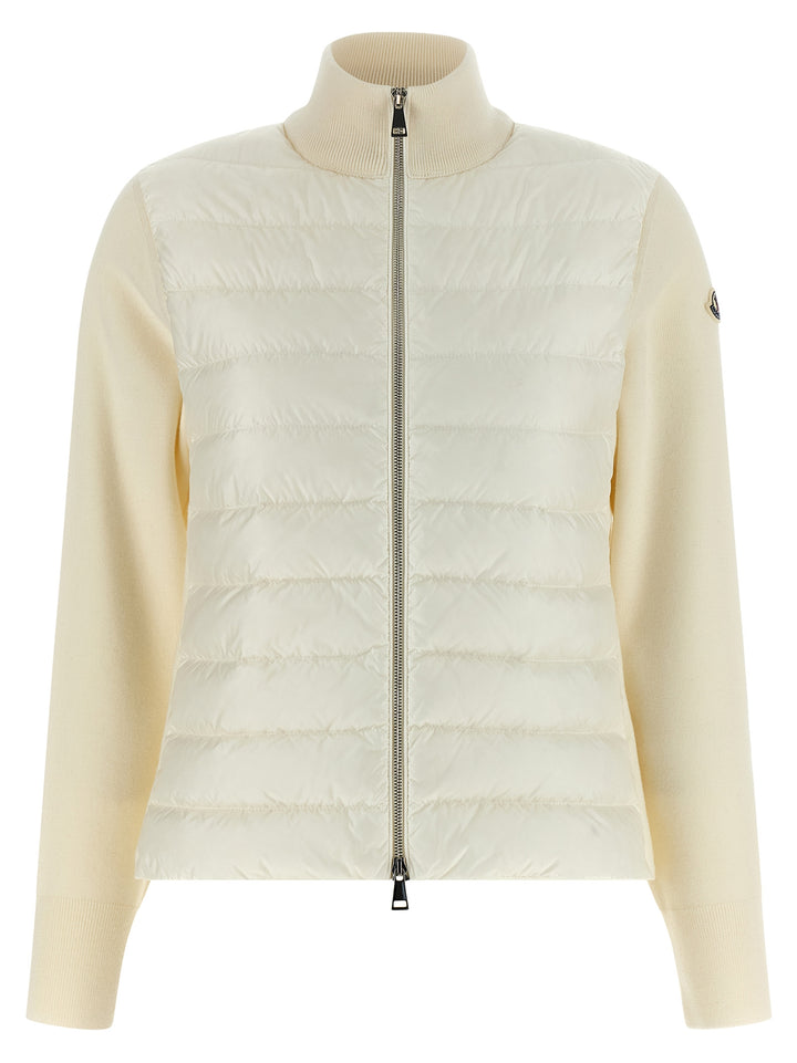 Moncler Two-Material Cardigan Sweaters and Cardigans - White | 25ff3a816e206ab9f349b884e93e969cfa71d499