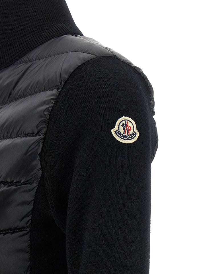 Moncler Two-Material Cardigan Sweaters and Cardigans - Black | 09c5142d65b39f01e206c791b19372f358f0b03e