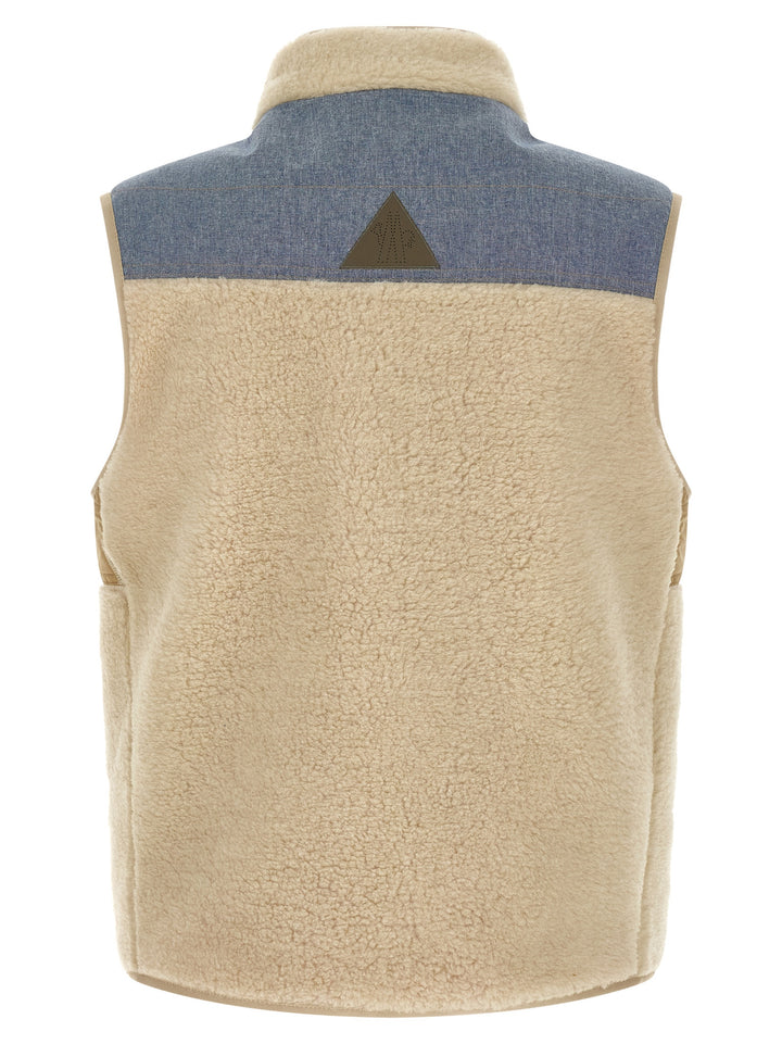 Moncler Grenoble Teddy & Chambray Vest Gilet - Multicolor | bf461ac05bbb65d3a94f491e1a4d9514922a6a87
