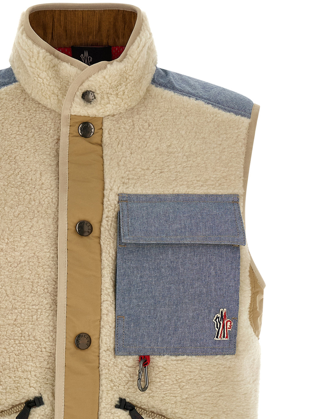 Moncler Grenoble Teddy & Chambray Vest Gilet - Multicolor | 497f517ab16eef2eb71abab62ee8f712522a6eb9