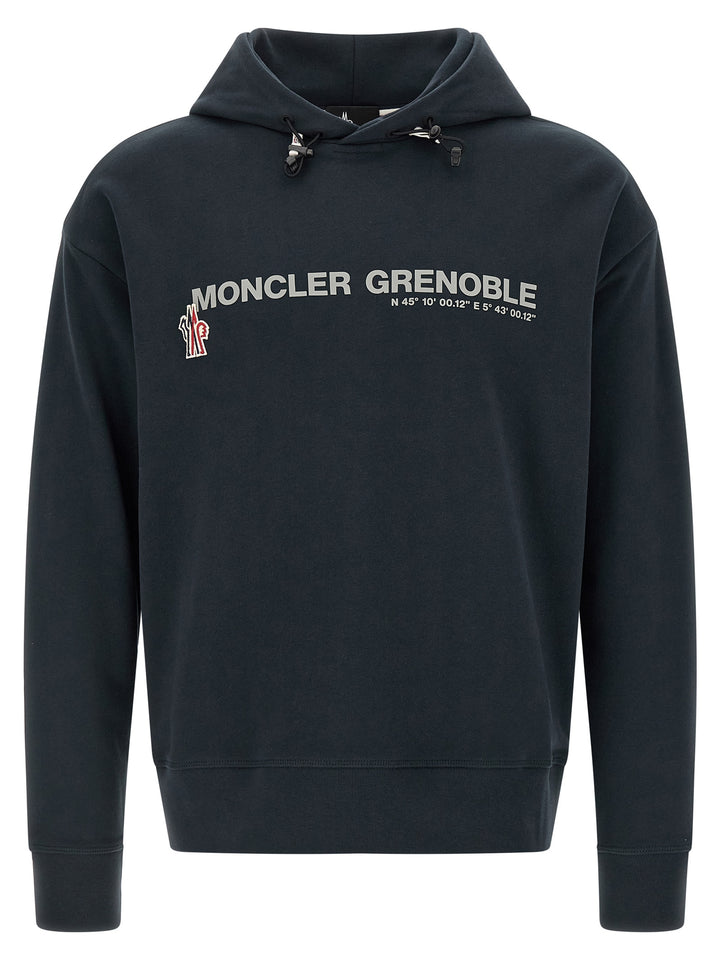 Moncler Grenoble Logo Hoodie Sweatshirt - Blue | 60fd27bd0bad2169d40efdee7bda1fe0b954cb02