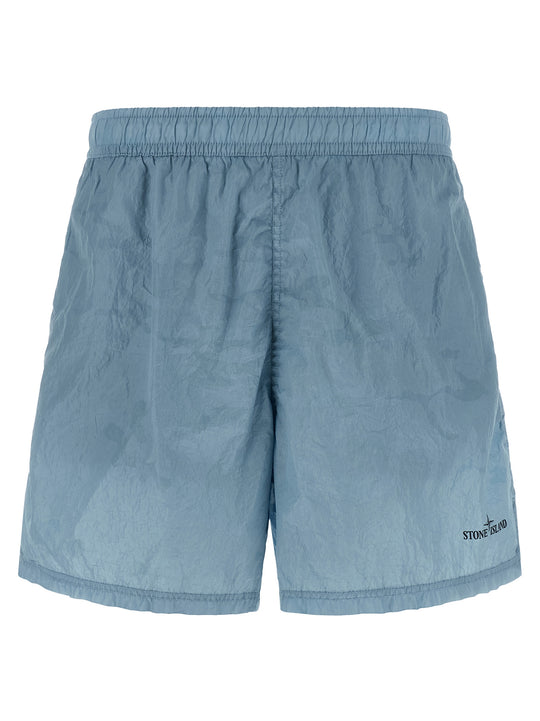 Logo Print Swim Shorts Beachwear Light Blue