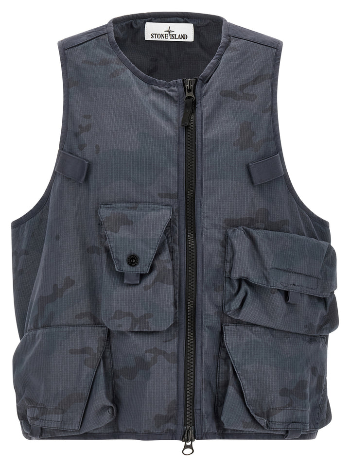 Stone Island Camouflage Vest Gilet - Blue | d4c7b7f33486ff09e426110d56c665f126da33a0