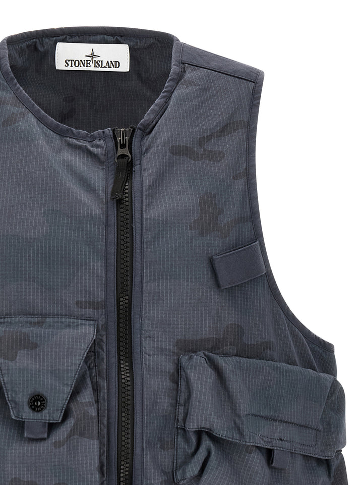 Stone Island Camouflage Vest Gilet - Blue | 2047ee28691c950373e0abcea3d6b2e41e8806e9
