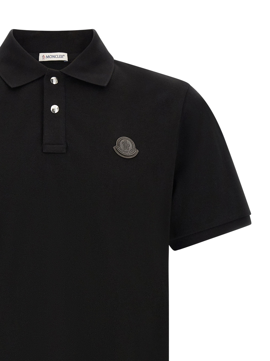 Moncler Leather Logo Patch  Shirt Polo - Black | 9d0e3fc75cd246ff4a4d6238caf8acf41ac4857a