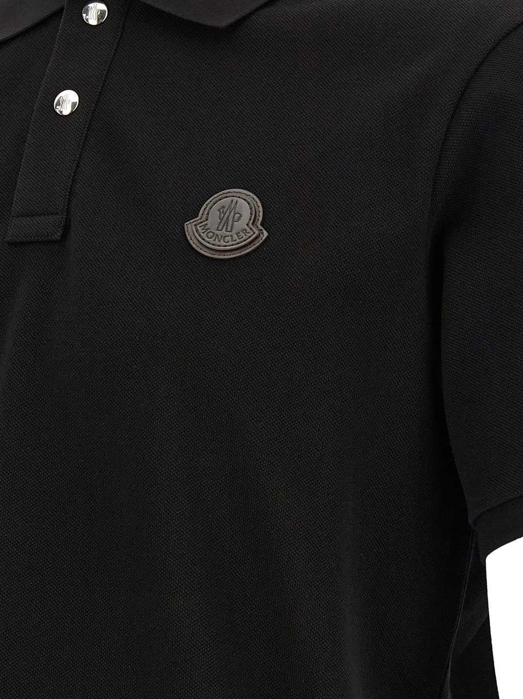 Moncler Leather Logo Patch  Shirt Polo - Black | 724e15b9a33a3239a3abcc7635d5eecc8926574c