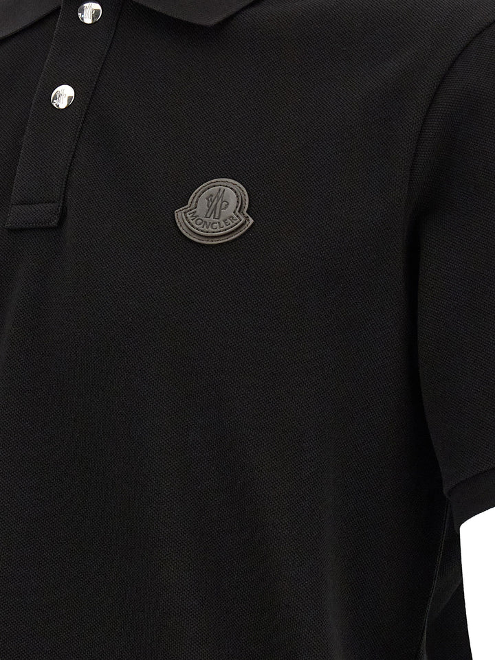 Moncler Leather Logo Patch  Shirt Polo - Black | 724e15b9a33a3239a3abcc7635d5eecc8926574c