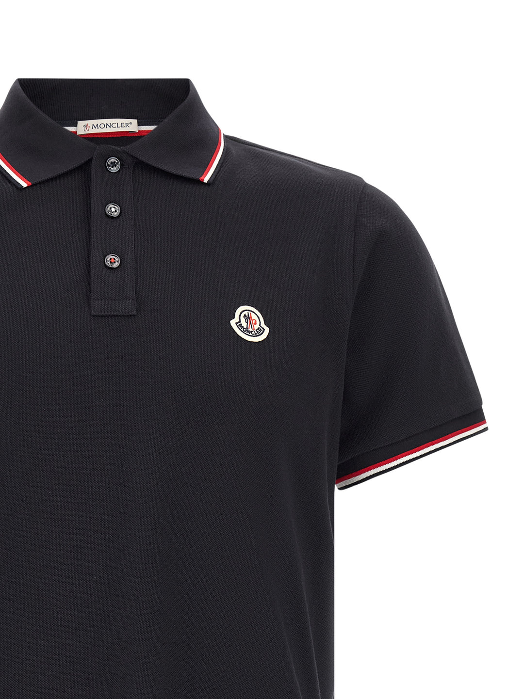 Moncler Tricolor Trim  Shirt Polo - Blue | 20798aeb5b372ac74c57a717d6416821029512a2