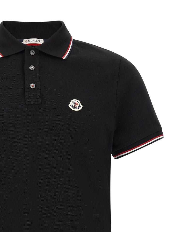 Moncler Tricolor Trim  Shirt Polo - Black | bc9b869eda62c03bafeacddf09b59345027c45da