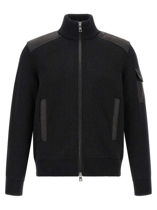 Padded Wool Zip-Up Sweaters And Cardigans Black