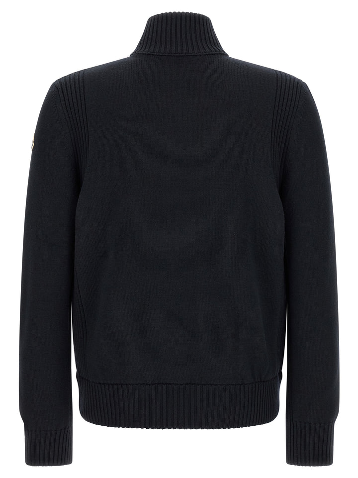 Moncler Two-Material Cardigan Sweaters and Cardigans - Blue | faefd68d4084b1204f327eee3cfbf8f0c5e97880