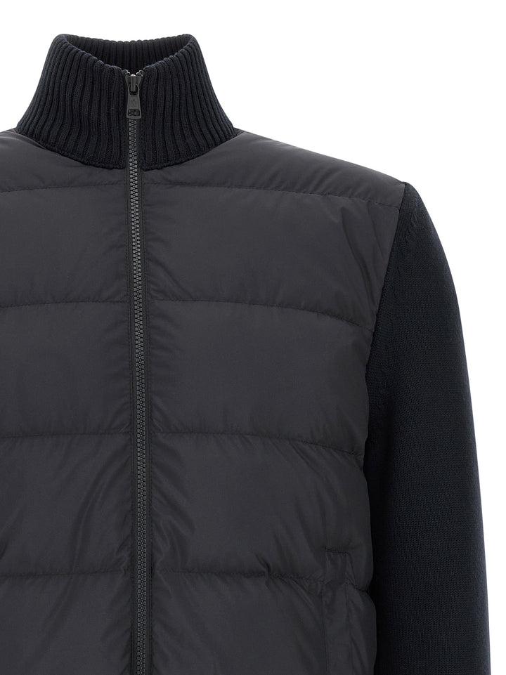 Moncler Two-Material Cardigan Sweaters and Cardigans - Blue | b903fd0ba91c12a083defd23327df64098bd63f7