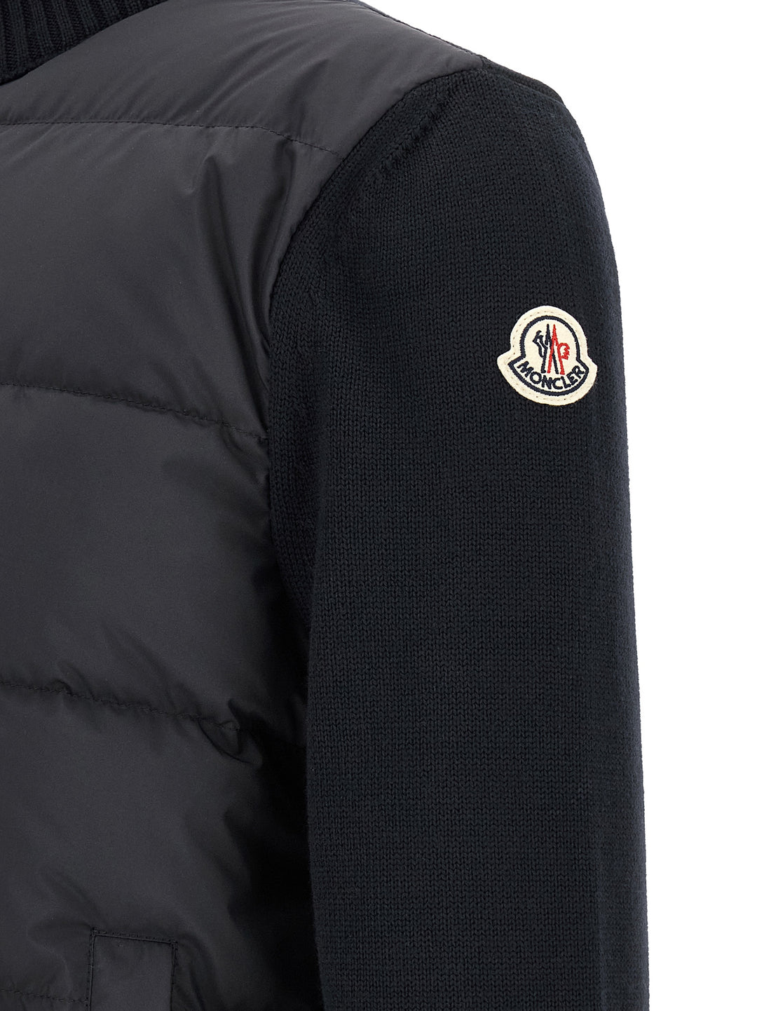 Moncler Two-Material Cardigan Sweaters and Cardigans - Blue | a22624771d8ce4b7ca08d7cb0b46cb6e187d1933