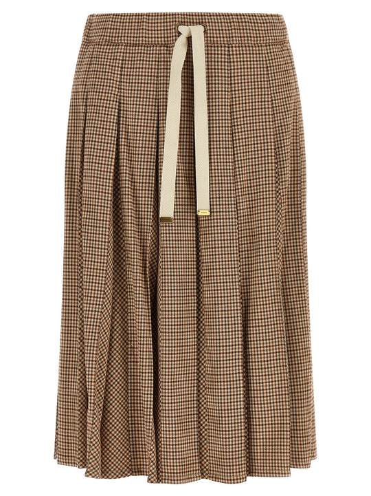 Pleated Midi Skirt Skirts Beige