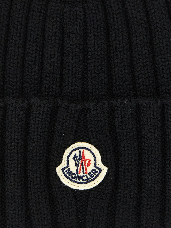 Moncler Wool Beanie Hats - Black | 212e3023106f78f9683e336f2e843649877f40e0