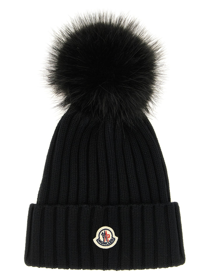 Moncler Pompon Wool Beanie Hats - Black | 0572f09ddf5f4432aa738d3a871e9a11a542f69b
