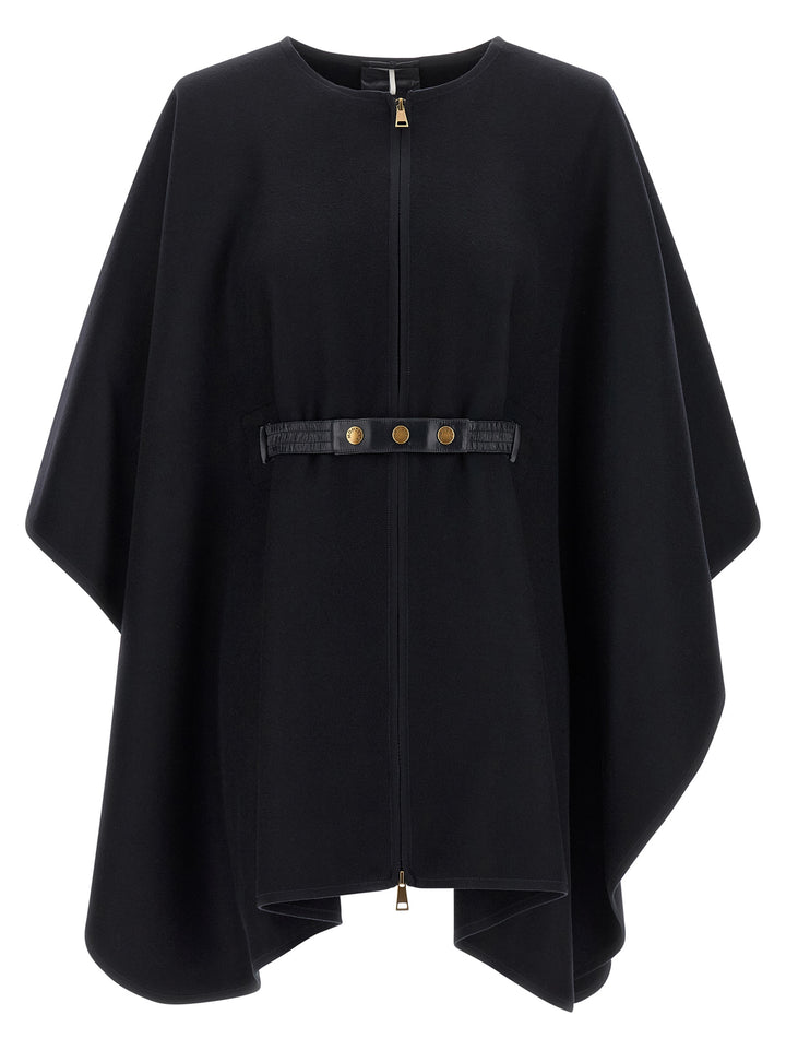 Moncler Two-Material Cape Capes - Blue | 61393dc90256cac6377408834596fa5fe4276285