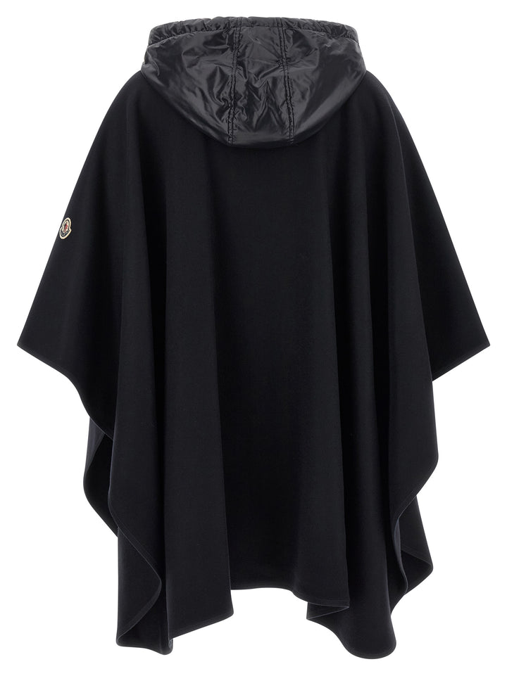 Moncler Two-Material Cape Capes - Blue | c7ae302a246387d913db44144334ed51640c4741