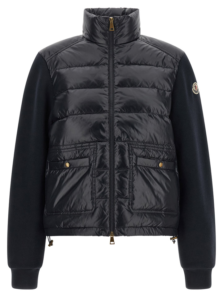 Moncler Two-Material Padded Cardigan Sweaters and Cardigans - Blue | 711e01c27fdccb4bf0bfa04fbdfb28a54e307139