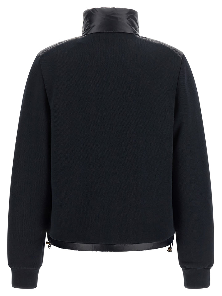 Moncler Two-Material Padded Cardigan Sweaters and Cardigans - Blue | 77e60082488bb8de54023b3f9a59dcb053bc8308