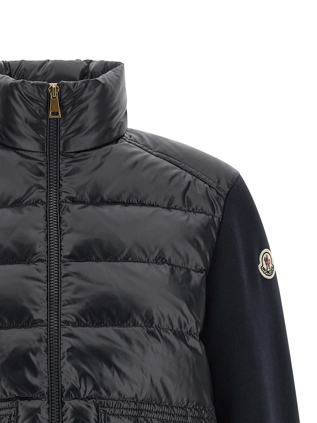 Moncler Two-Material Padded Cardigan Sweaters and Cardigans - Blue | ad23357eabef986ab8df61f71c4e9b6c5820aa2b