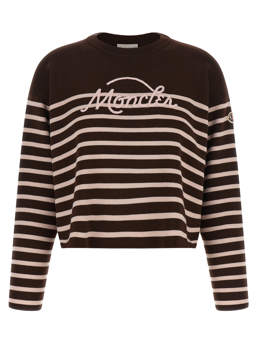 Moncler Striped Sweater With Embroidery Sweaters and Cardigans - White | bcc20b9bbbb8000f17dad1995532c01f4a971f8f