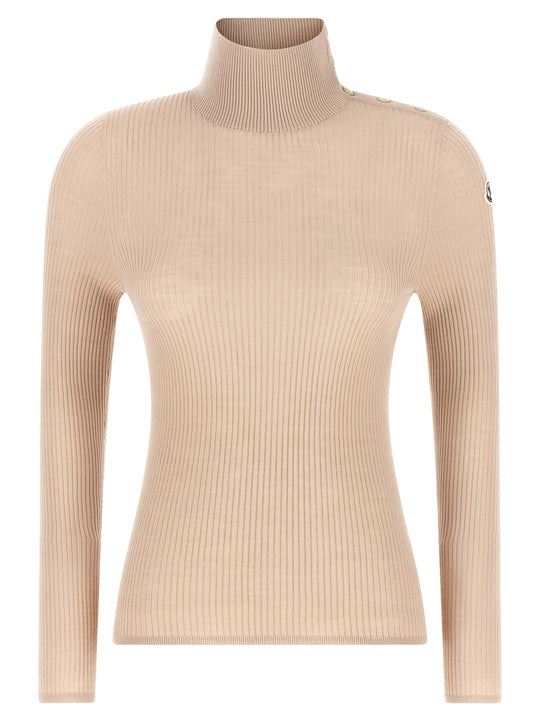 Textured Wool Turtleneck Sweater Sweaters And Cardigans Beige