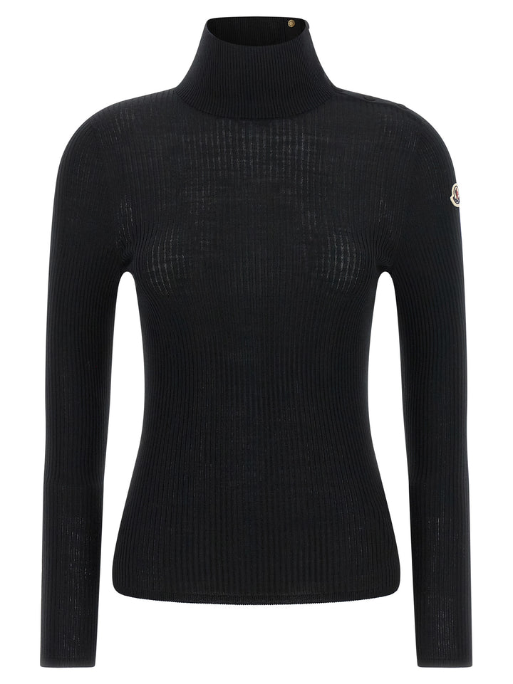 Moncler Logo Turtleneck Sweater Sweaters and Cardigans - Black | 1212c571620fda72361dbe234be1387d2ba567c5