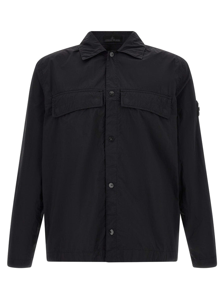 Stone Island Badge Stone Island Ghost Shirt and Blouse - Black | 2372e14c050fd8c53cd77d15f484d73483c4032e