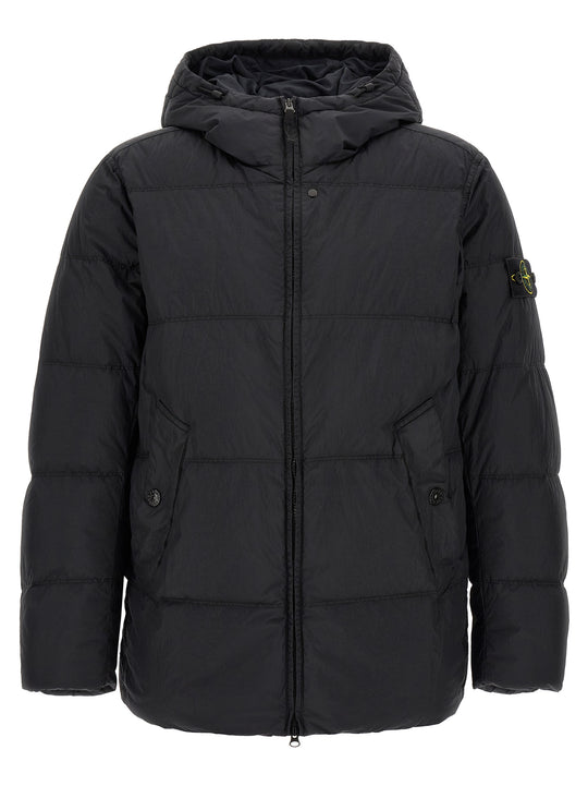 Ruffled Effect Down Jacket Puffer Jackets Blue