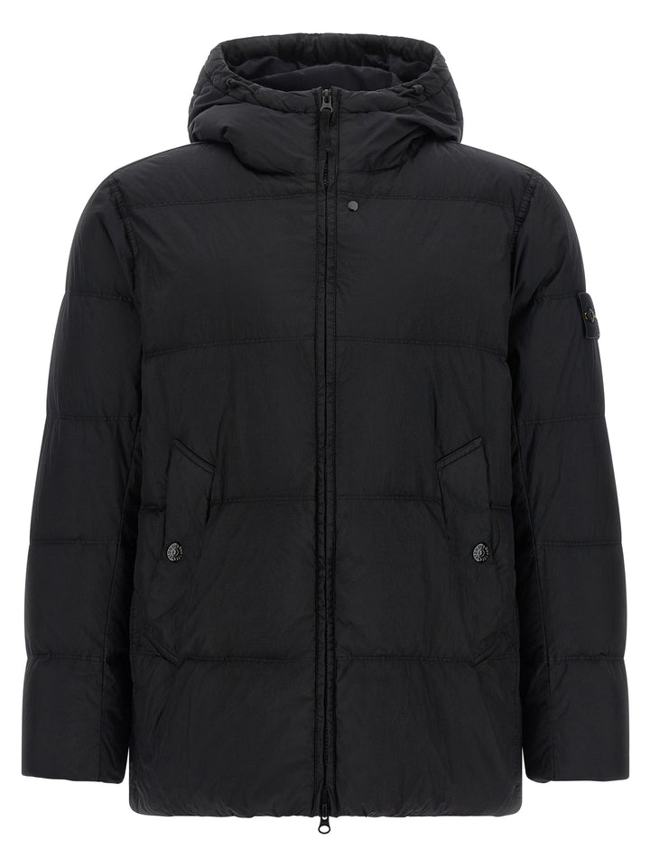 Stone Island Crinkled-Effect Down Jacket Puffer Jackets - Black | f3f65d271ecc44ed0c056649a53e1e63c52cc704