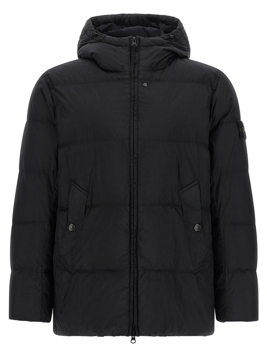 Crinkled-Effect Down Jacket Puffer Jackets Black