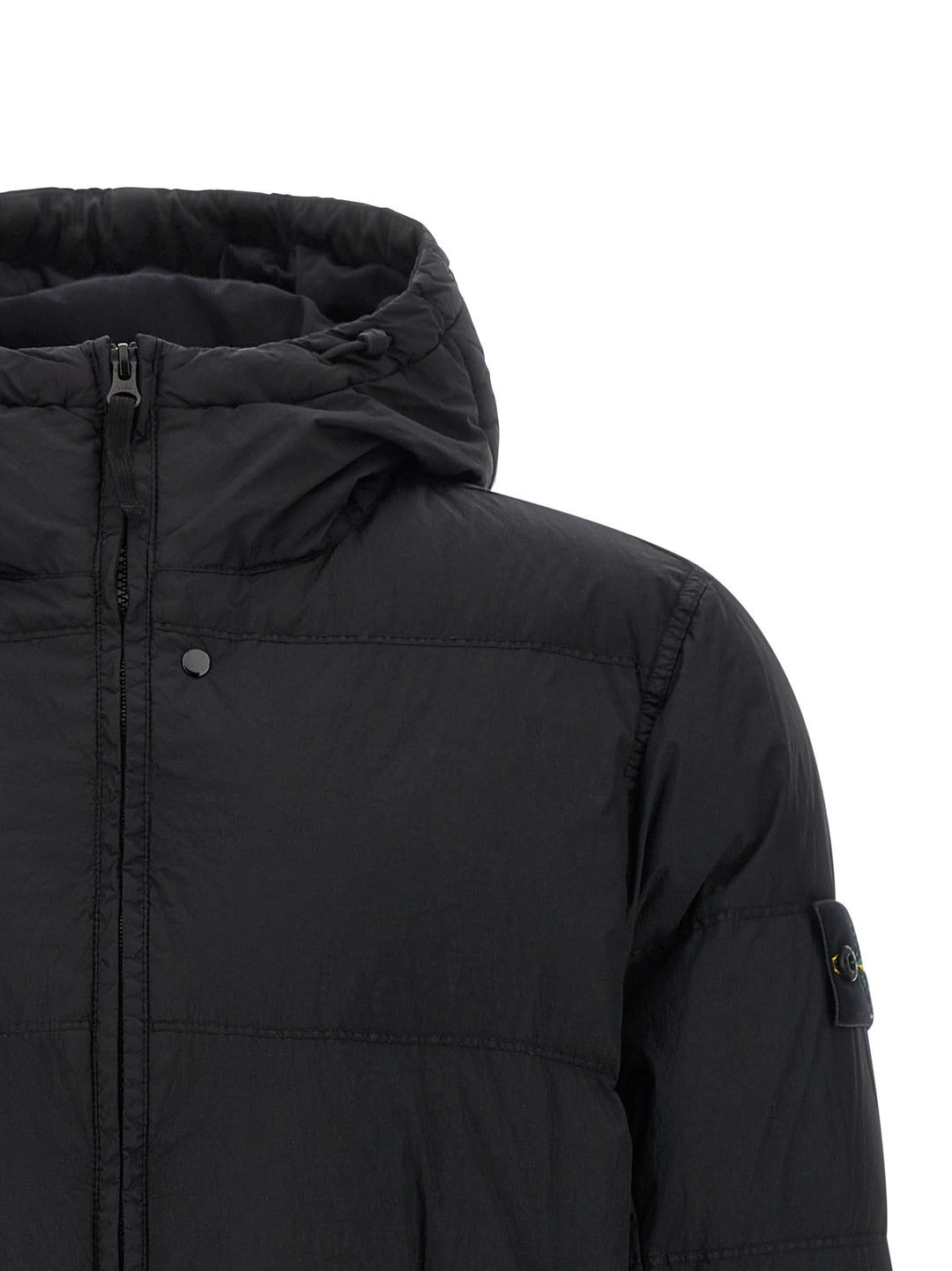 Stone Island Crinkled-Effect Down Jacket Puffer Jackets - Black | ccdb0585e6869758f2bccc795ed3832f0faa60f4