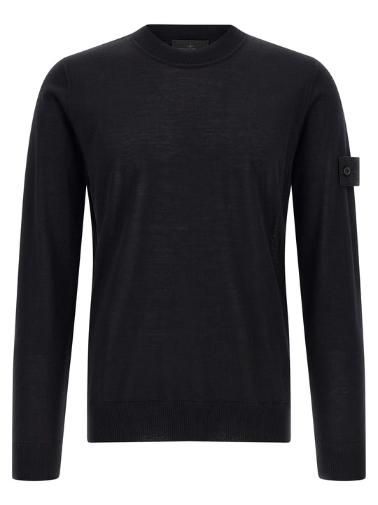Badge Stone Island Ghost Sweaters And Cardigans Black