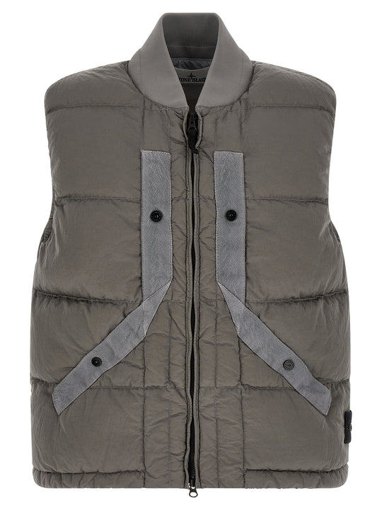 Crinkled Effect Vest Gilet Gray