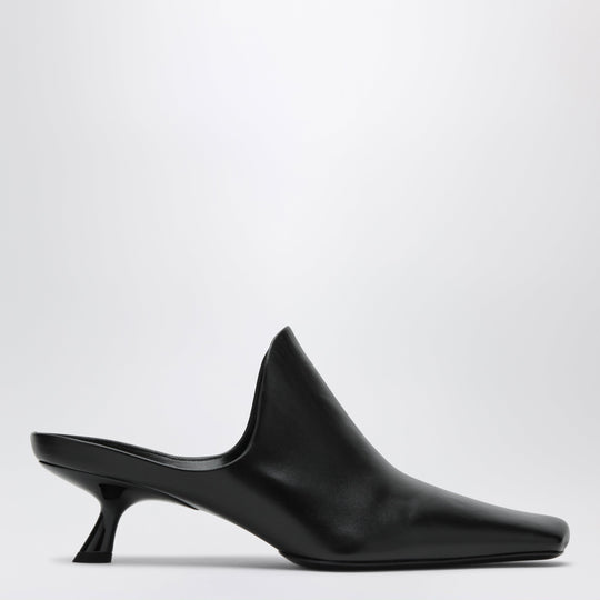 Emily Lambskin Leather Mules In Black