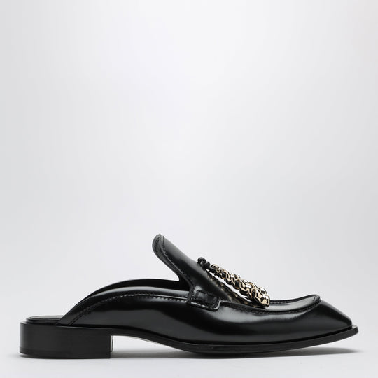 Edge Mule Loafers In Brushed Calf Leather, Black