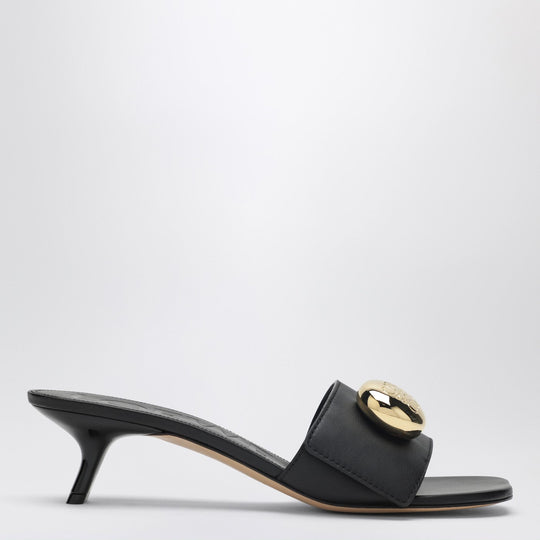 Pebble Slides In Soft Black Calf Leather