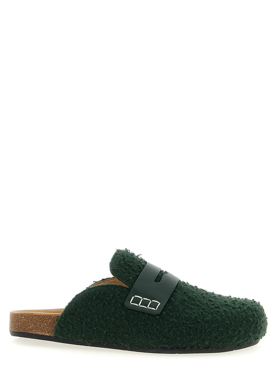 Felt Loafer Flat Shoes Green