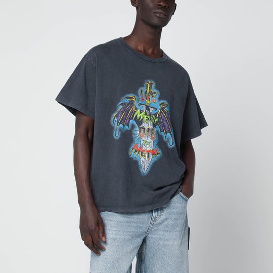 Black Live For Metal Vintage-Effect T-Shirt