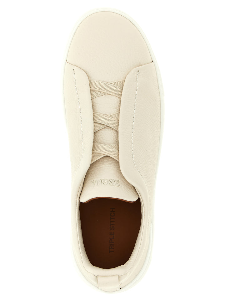 Zegna Triple Stitch Sneakers - Beige | b044771cc739f3fd9c5d09fdc060505103a9f728